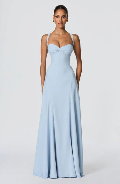 Phoebe | Maxi Dress Butter Yellow Chiffon Sweetheart Neckline for Women