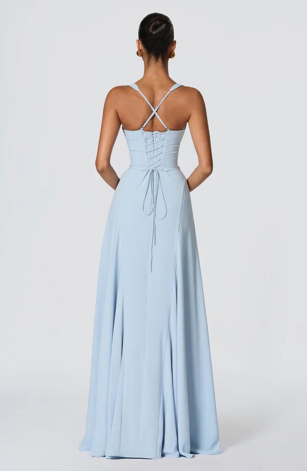 Phoebe | Maxi Dress Butter Yellow Chiffon Sweetheart Neckline for Women