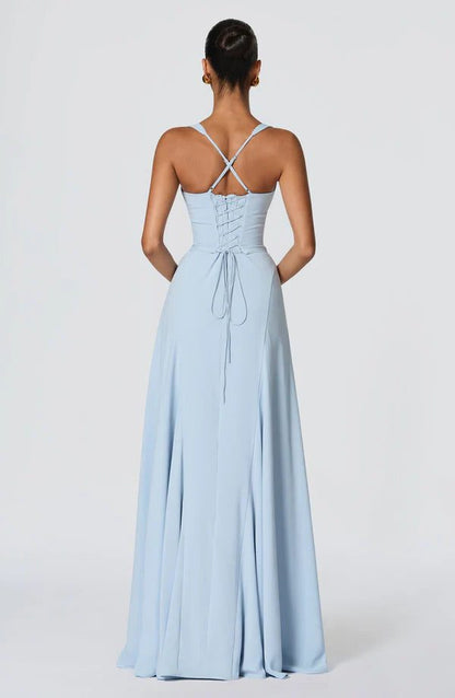 Phoebe | Maxi Dress Butter Yellow Chiffon Sweetheart Neckline for Women