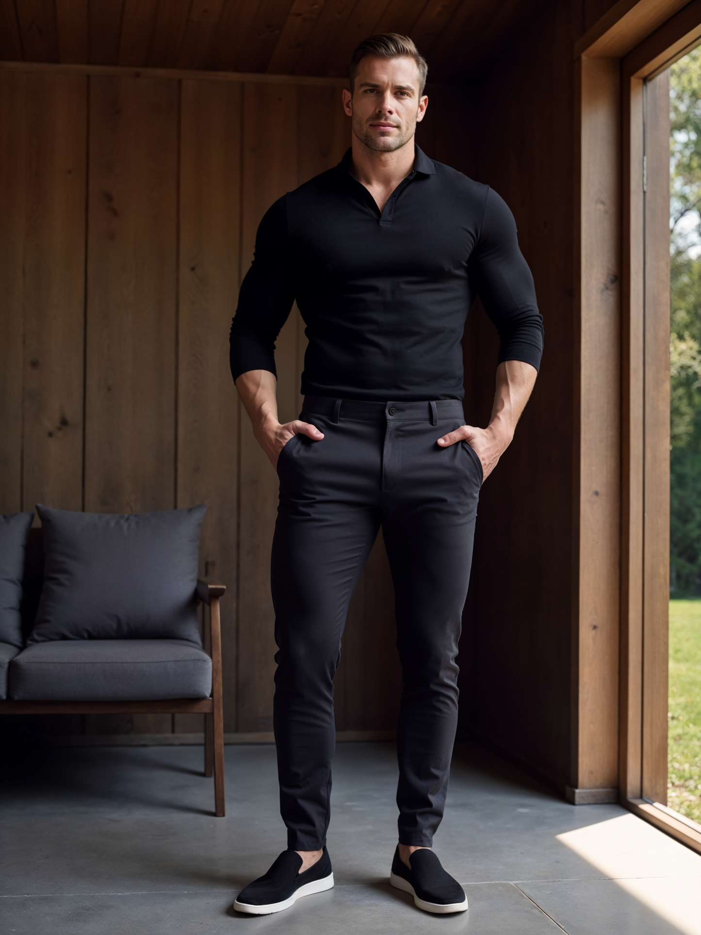 Piers | Trousers Charcoal Stretch Slim Tapered for Men