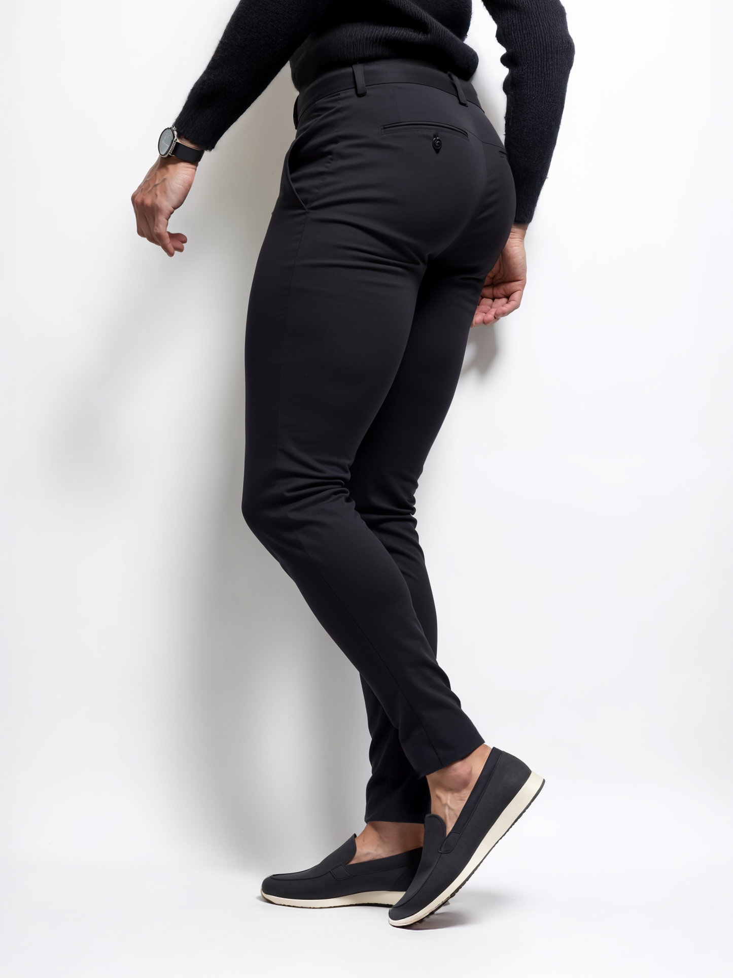 Piers | Trousers Charcoal Stretch Slim Tapered for Men