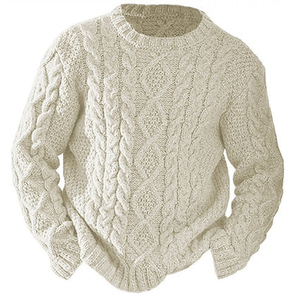 Ambrose | Cable Knit Sweater Cream Crew Neck for Men