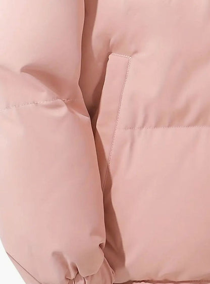 Seren | Quilted Puffer Jacket Pink Padded Stand Collar for Women