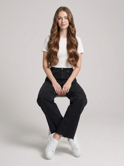 Phoebe | Wide-Leg Jeans Black Denim High-Waist Raw Hem for Women