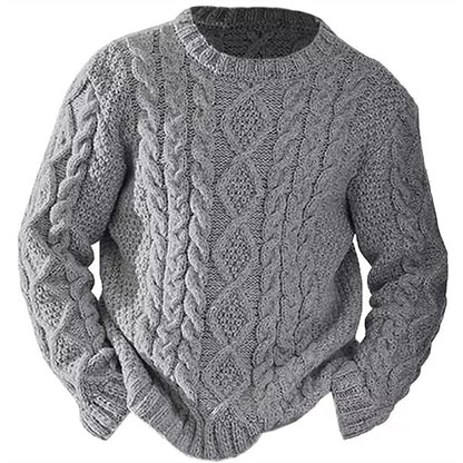 Ambrose | Cable Knit Sweater Cream Crew Neck for Men