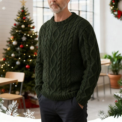 Ambrose | Cable Knit Sweater Cream Crew Neck for Men