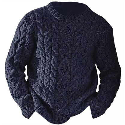 Ambrose | Cable Knit Sweater Cream Crew Neck for Men