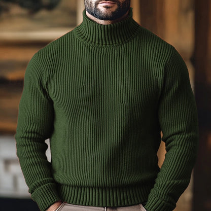 Cedric | Ribbed Sweater Burgundy Turtleneck for Men